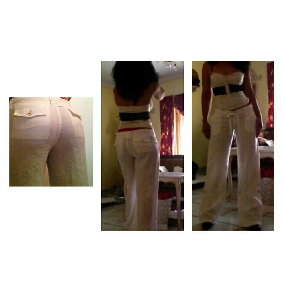 JUICY COUTURE CASUAL WHITE LINEN PANT SIZE S - Picture 5 of 8